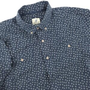 Johnnie O Shirt Hangin Out Mens L Blue Paisley Linen Blend Two Pocket‎ Button Up